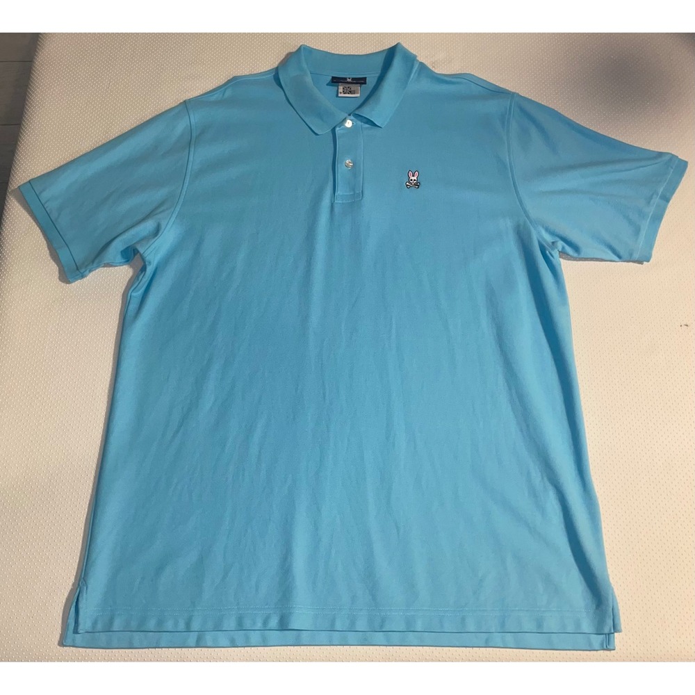 Psycho Bunny 3XL Mens Pima Cotton Polo‎ Shirt Light Blue Casual Top